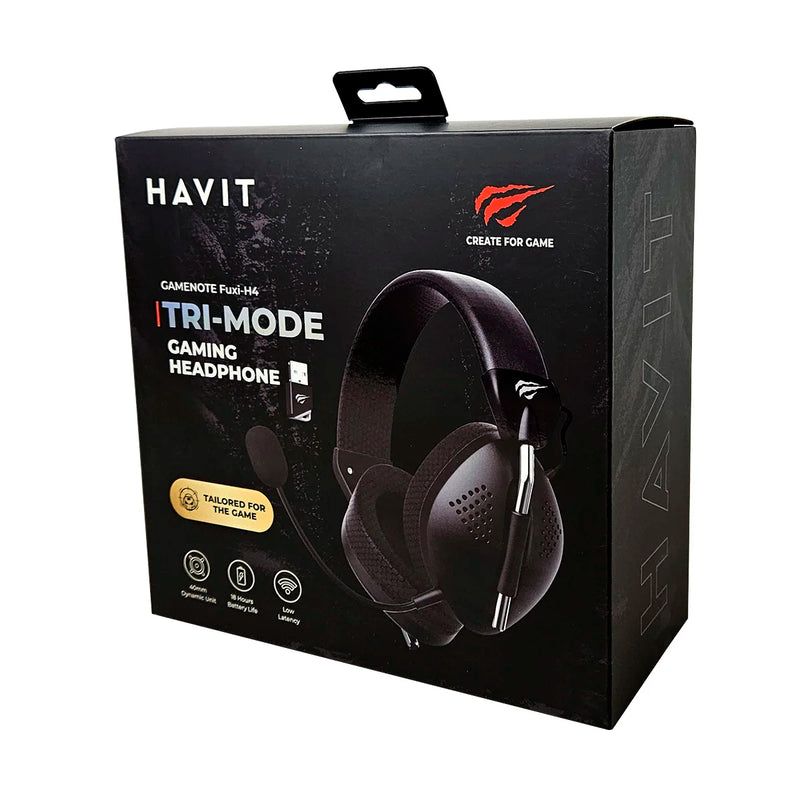 Headset Gamer Havit Gamenote Fuxi H4 BT 2.4Ghz Tipo-C Preto